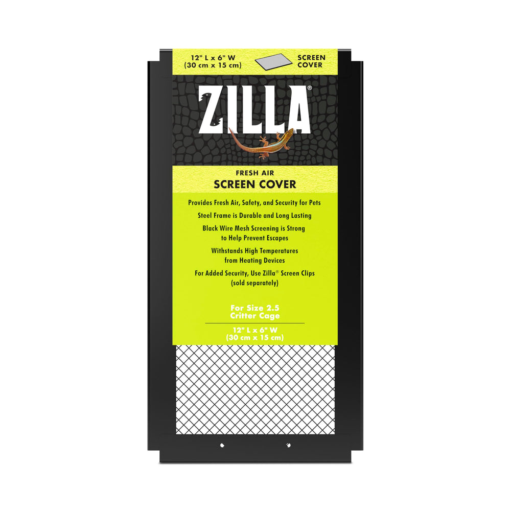 Zilla Fresh Air Screen Cover front view shows a sturdy 12x6 fit for terrariums