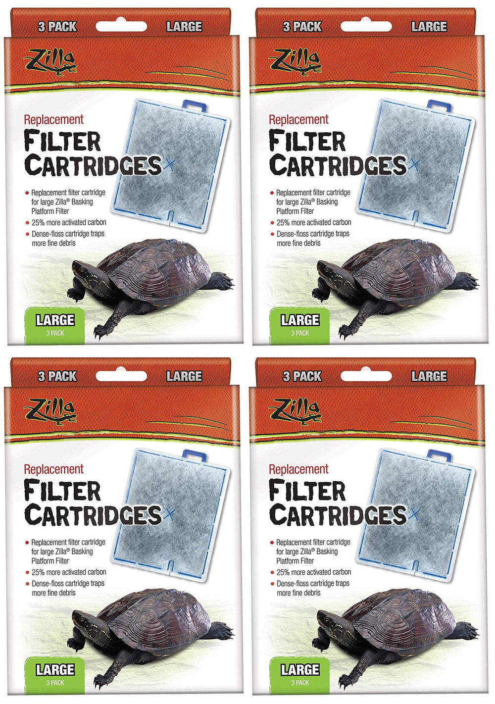 Zilla large replacement filter cartridges for deluxe turtle kit, aiding water clarity and odor control