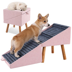 Ziluce pink dog ramp for small dogs offering safe couch access.