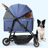 Ziuaype dog stroller for large dogs, blue, with roomy interior for comfort