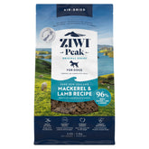ZIWI Peak air-dried dog food bag front featuring mackerel and lamb for protein-rich meals.