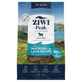 ZIWI Peak air-dried dog food bag showing mackerel and lamb for premium protein.