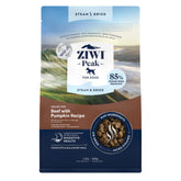 ZIWI Peak beef-pumpkin 28oz package, high-protein nutrition for all life stages.