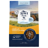 ZIWI Peak packaging shows cage-free chicken and fruits for premium dog nutrition
