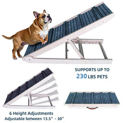 ZJSF dog ramp wooden stairs side view shows sturdy construction for confident climbs.