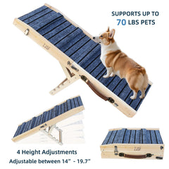 ZJSF Foldable Wooden Dog Ramp at 14 to 19.7 inch height range