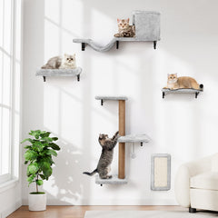 ZLAFM 5-in-1 cat wall shelves on wall setup for space-saving playground