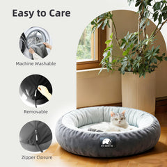 Soft plush fabric on ZNOFAN cat bed comforts kittens during naps.