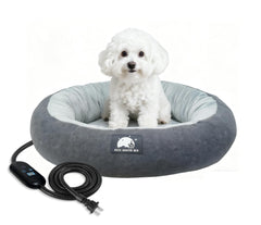 ZNOFAN heated cat bed in donut design offers warm privacy for indoor cats.