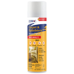 Zodiac Carpet & Upholstery Aerosol Spray applied to carpet surfaces for flea control