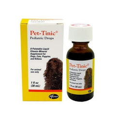 Zoetis Pet-Tinic bottle closeup, a palatable supplement for pets promoting daytime energy