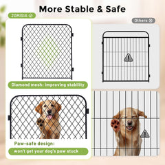 ZOMISIA durable metal pen with anti-pinch design protects paws.