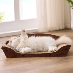 ZOMISIA 26 inch cardboard cat scratcher bed side view highlighting ergonomic armrests