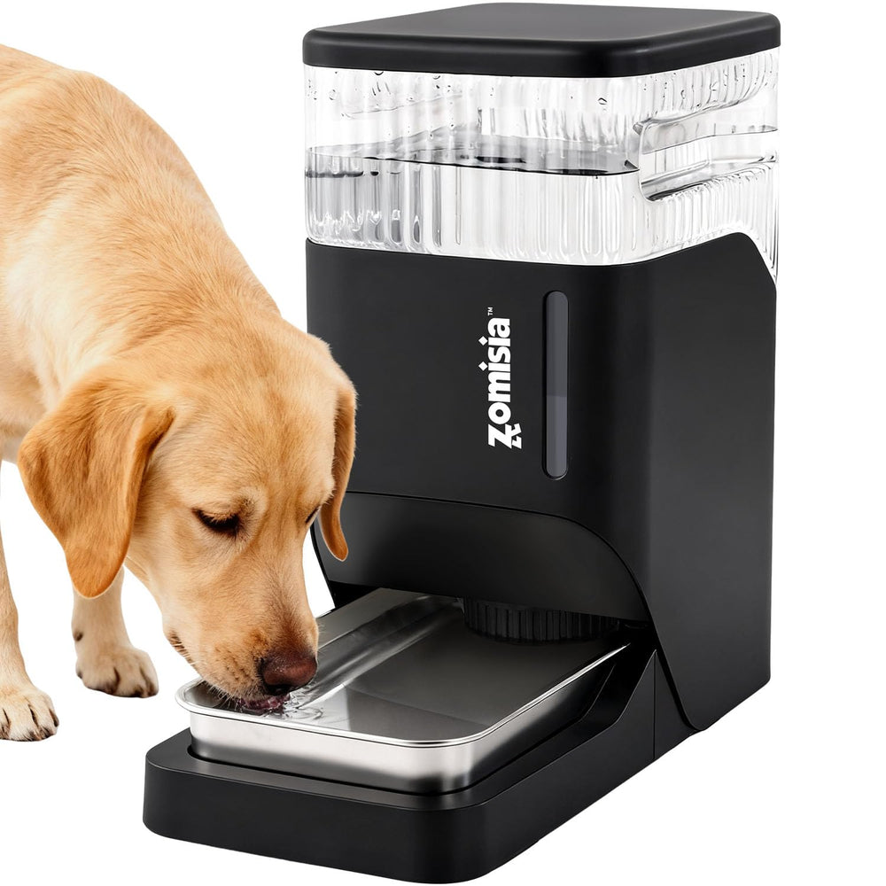 ZOMISIA 8L automatic dog water dispenser keeps dogs hydrated with gravity flow.
