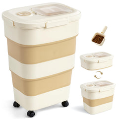 Zomisia dog food storage container side view highlighting large kibble capacity.