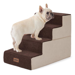 ZOMISIA 4-step grey dog stairs on sofa show easy access for small dogs