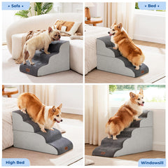 ZOMISIA 4-step stairs, 18 inches tall, simplify climbing onto couches and beds.