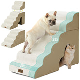 ZOMISIA dog steps 6-step 29in shown for multi-pet access to a sofa