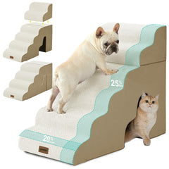 ZOMISIA dog steps 6-step 29in shown for multi-pet access to a sofa