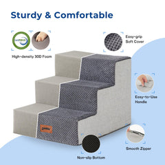 ZOMISIA dog steps with non-slip bottom grey enhance stability during climbing.