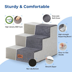 ZOMISIA dog steps beige plush fabric close-up for comfort