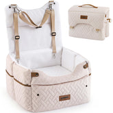ZOMISIA elevated dog car seat showcasing 3 height options for growing medium dogs during travel