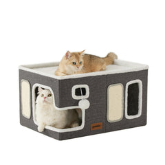 ZOMISIA extra-wide cat house indoor setup showing a cozy multi-cat hideaway