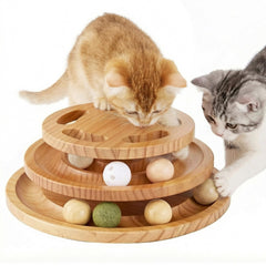 ZOMISIA cat ball track base in solid wood for stable, durable play.