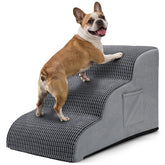 Zonflon 3-step dog stairs foam ramp for safer bed access.