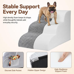 Zonflon dog stairs with washable cover for easy cleaning.