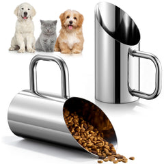 Zonon dog food scoop in stainless steel with ergonomic non-slip handle for easy feeding