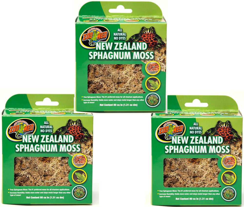Zoo Med New Zealand Sphagnum Moss package 1 preserves moisture for terrariums and vivariums.