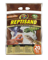 Zoo Med Desert White sand 20 lb provides natural substrate for desert reptiles and clear viewing.