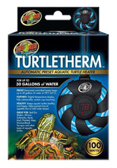 Zoo Med TURTLETHERM submersible heater installed with automatic shut-off for safer turtle habitat