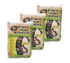 Zoo Med Aspen snake bedding 24qt pack supports burrow-building and natural behaviors.
