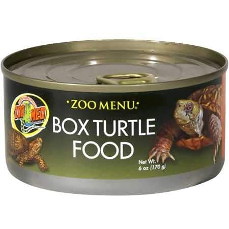Zoo Med Box Turtle Food can with corn and apples supports daily feeding and moisture-rich nutrition