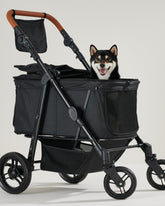 Zoosky dog stroller with adjustable handle for comfortable pushing.