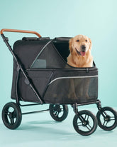 Zoosky dog stroller with front window view for interaction and reassurance during walks.