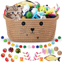 Zopeal cat storage basket keeps toys organized and accessible.