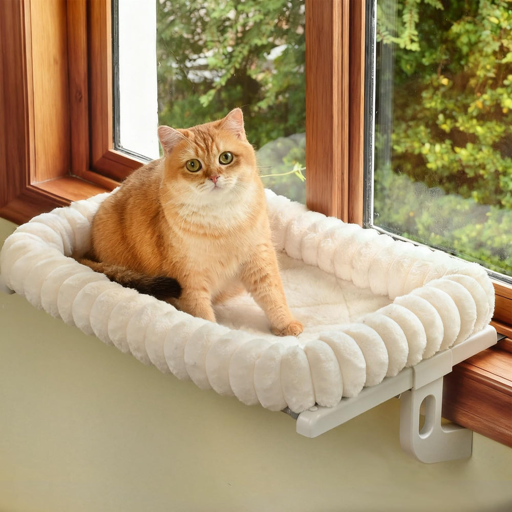 Zoratoo Cloud-Cuddle window perch on a sunny window with a relaxed cat.
