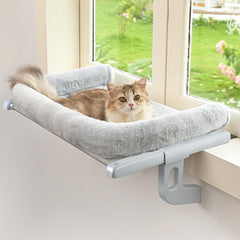 Zoratoo Windowsill Perch with large bolster offers cozy snuggling for cats in sunny windows.
