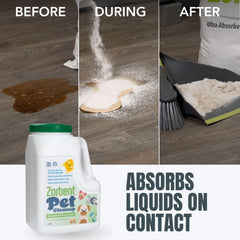 Zorbent Pet Cleanup absorption encapsulation captures liquid for fast cleanup