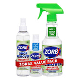 ZORBX Unscented Odor Eliminator 16oz bottle for strong odor removal in homes.