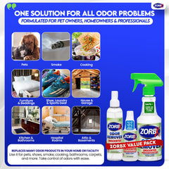 ZORBX Unscented Odor Eliminator 2oz bottle portable for on-the-go control.