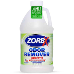 ZORBX Unscented Odor Eliminator bottle pour demonstrates quick odor control for home use