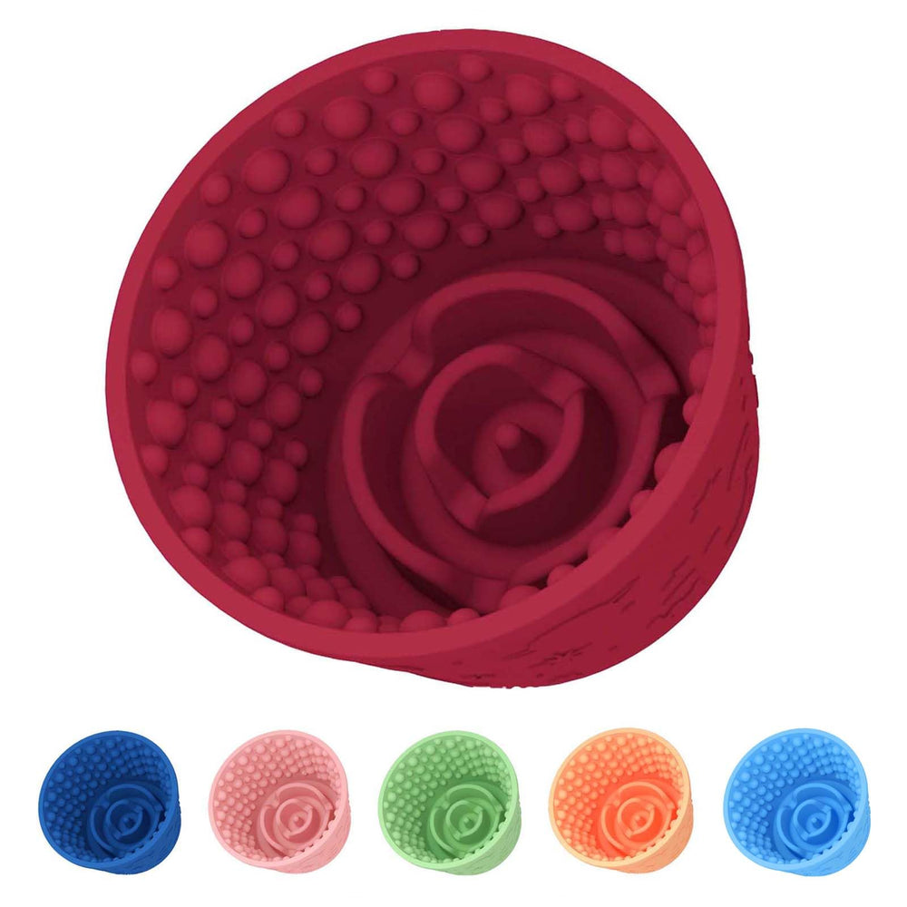 ZOURYNUA dog slow feeder lick bowl in claret provides controlled licking and extended feeding enjoyment.