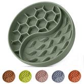 ZOURYNUA slow feeder dog bowl green close-up shows silicone texture for paced meals