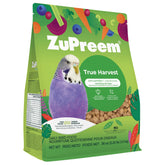 ZuPreem True Harvest bag with small-bird pellets showing balanced nutrition for parakeets