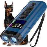 ZUIBAS dog bark deterrent with dual emitters providing 65 ft outdoor training range.