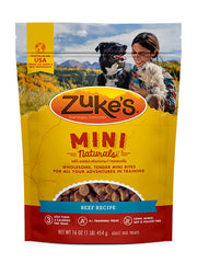 Zuke's Mini Naturals soft-chewy treats ideal for on-the-go training.